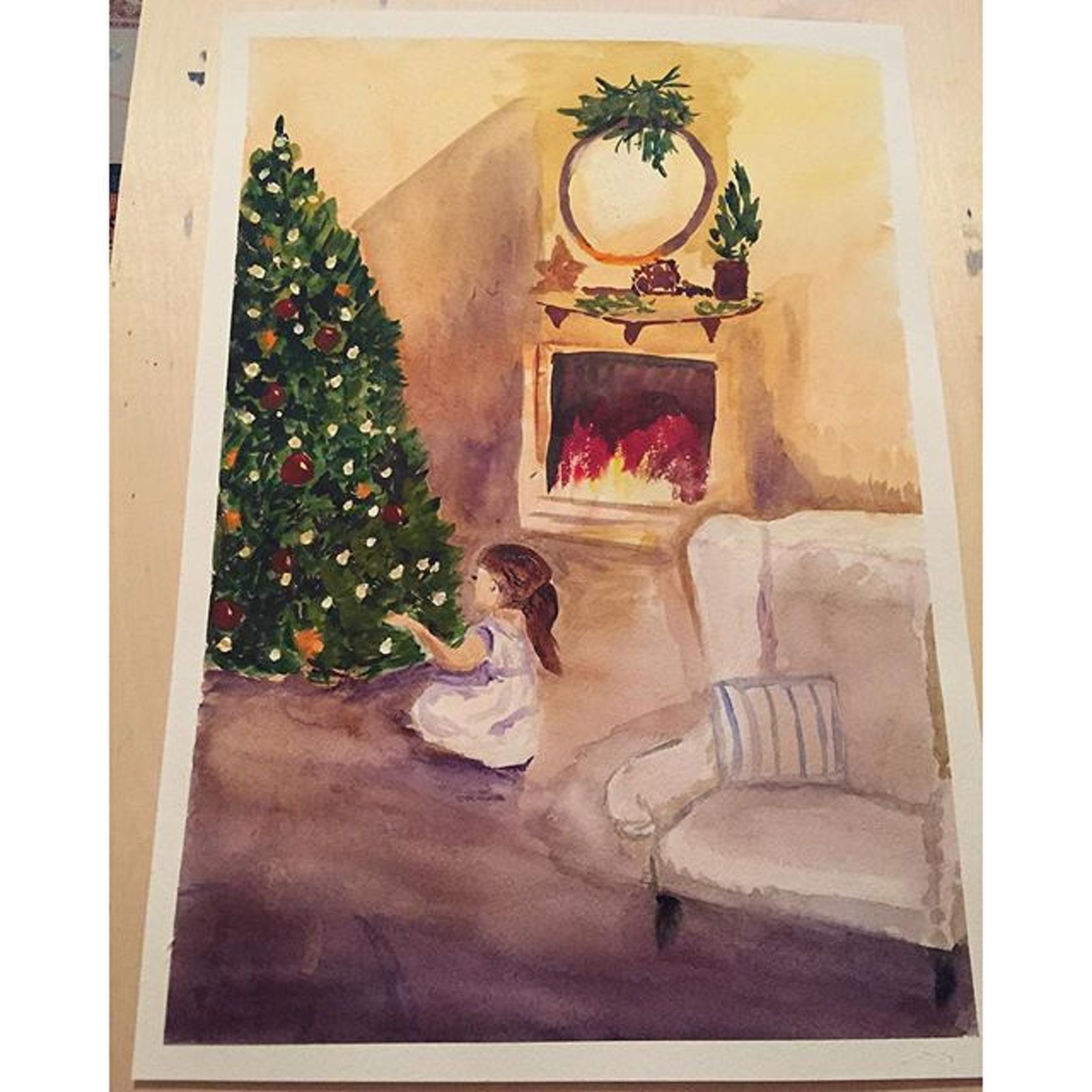 Акварельная зима. Ёлка у камина - Калачева (2016)_0.jpg